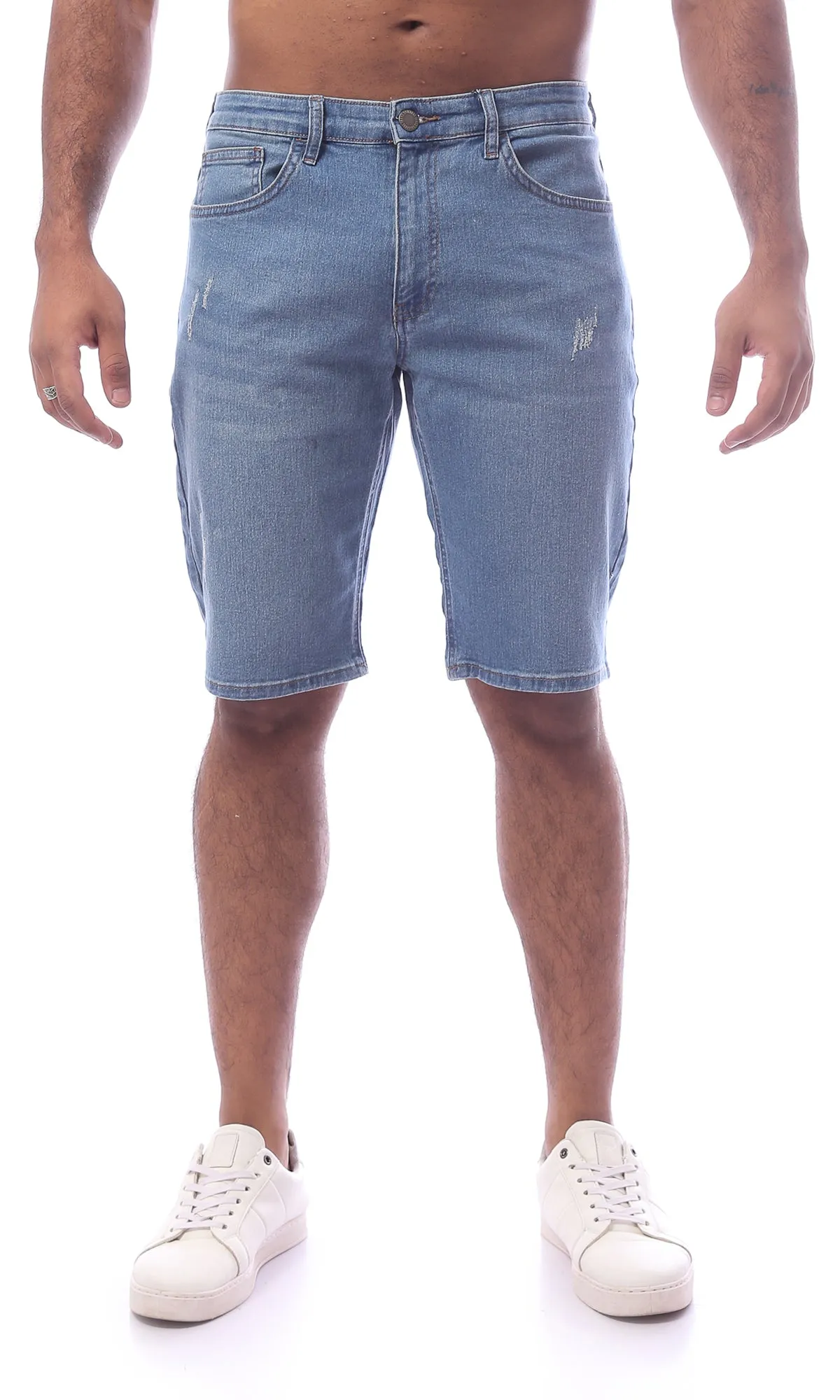 O169722 Light Blue Regular Fit Jeans Shorts