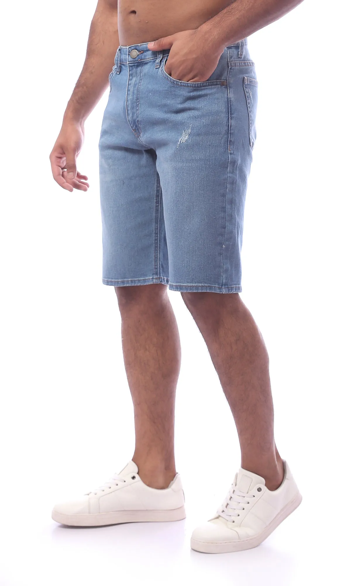 O169722 Light Blue Regular Fit Jeans Shorts