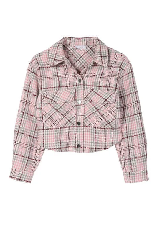 Pink Plaid Crop Jacket