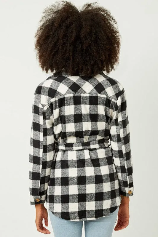 Plaid Belted Shacket