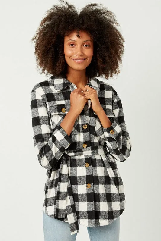 Plaid Belted Shacket