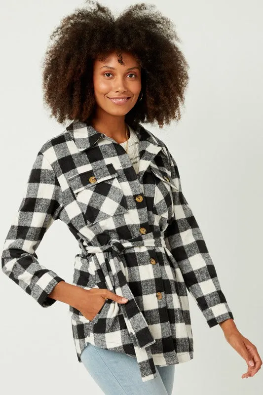 Plaid Belted Shacket