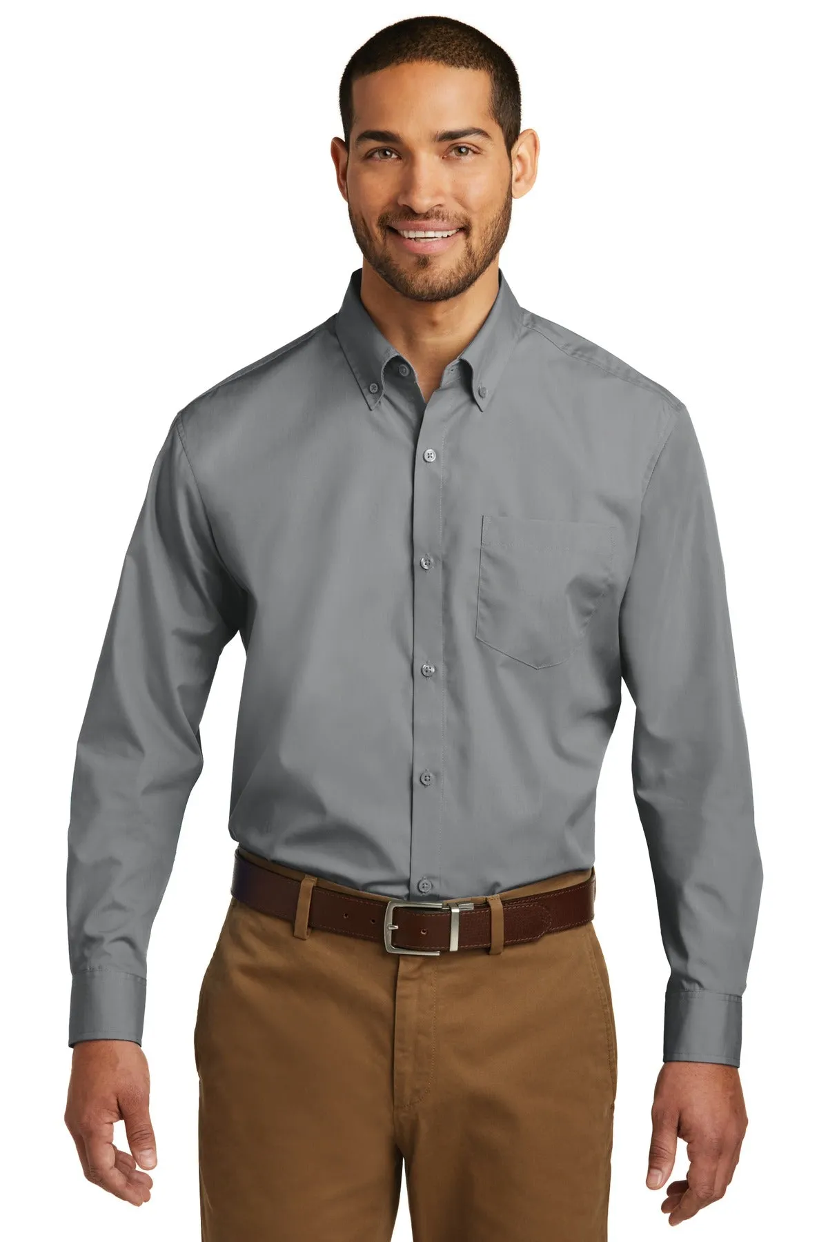 Port Authority® Long Sleeve Carefree Poplin Shirt. W100