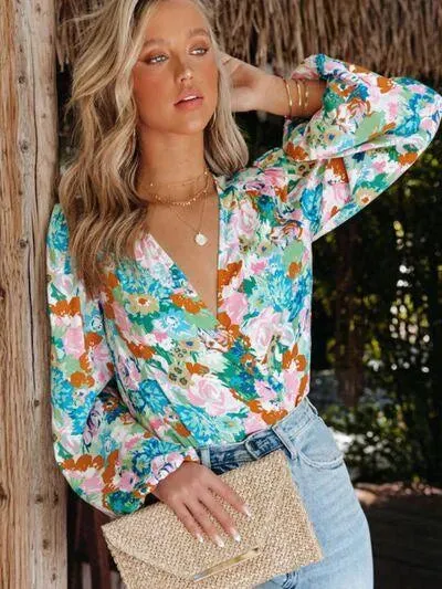 Printed Surplice Blouse: Trendy Style for Any Occasion