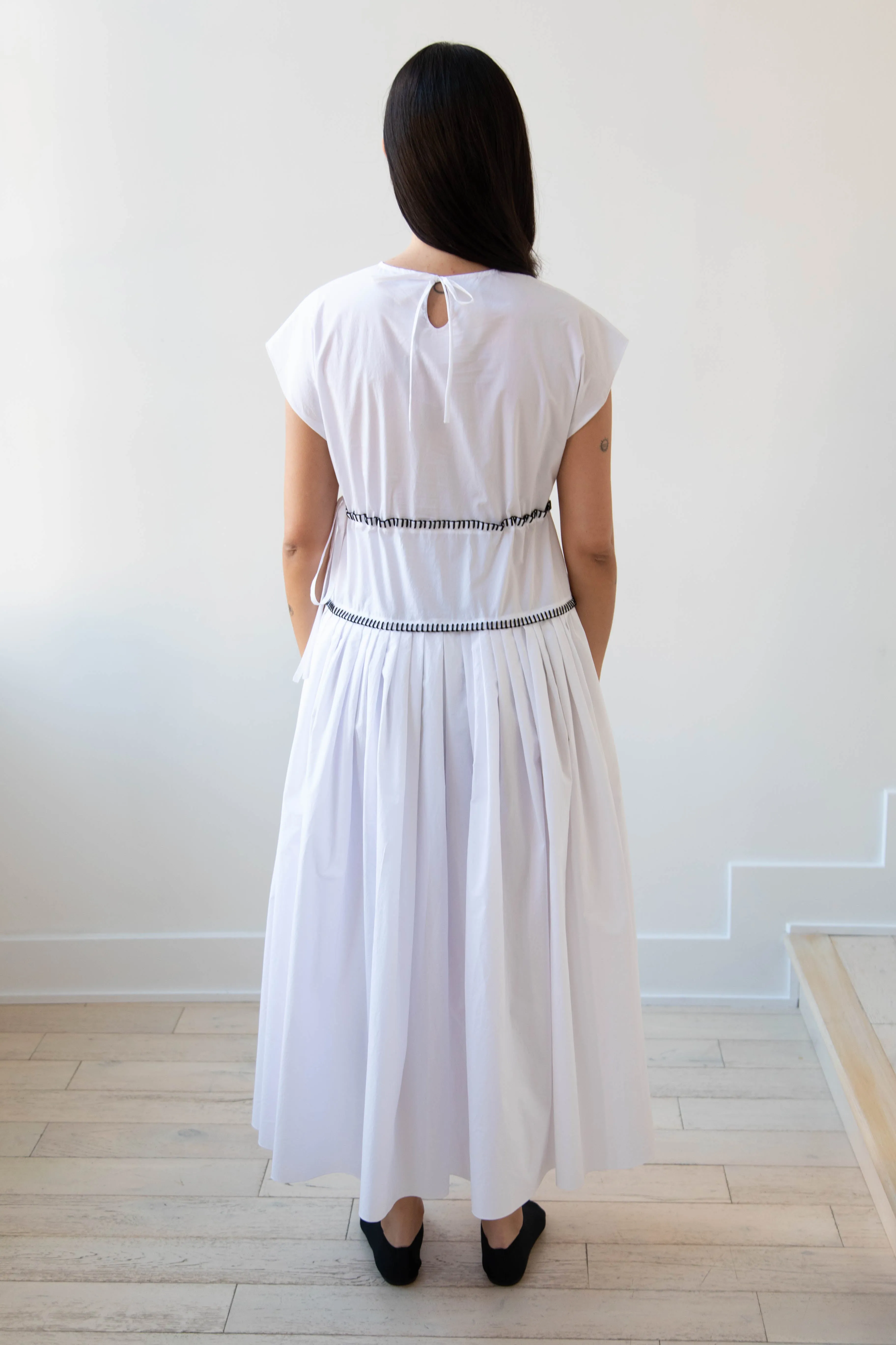 Sara Lanzi | Gathered Dress in White & Black