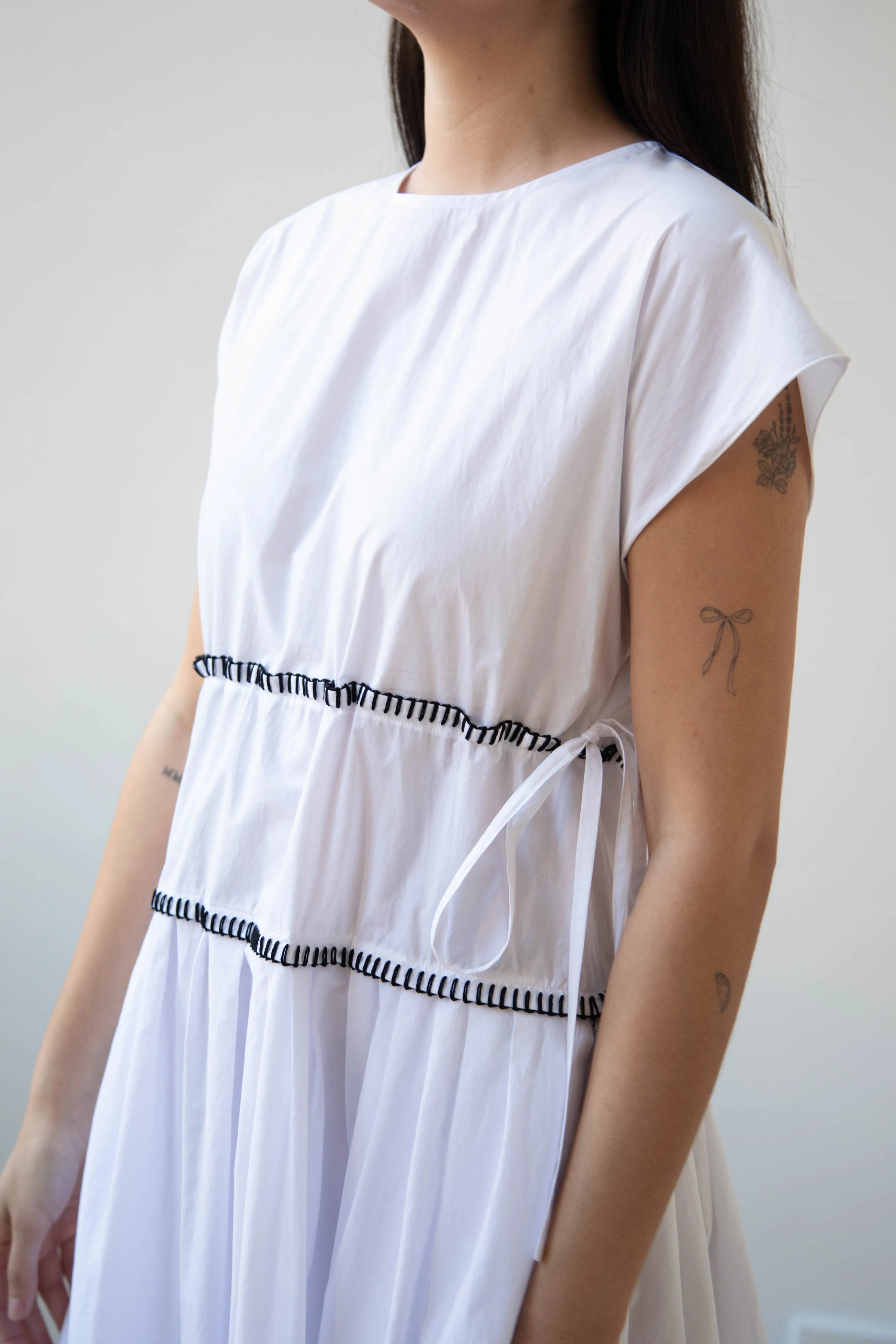 Sara Lanzi | Gathered Dress in White & Black