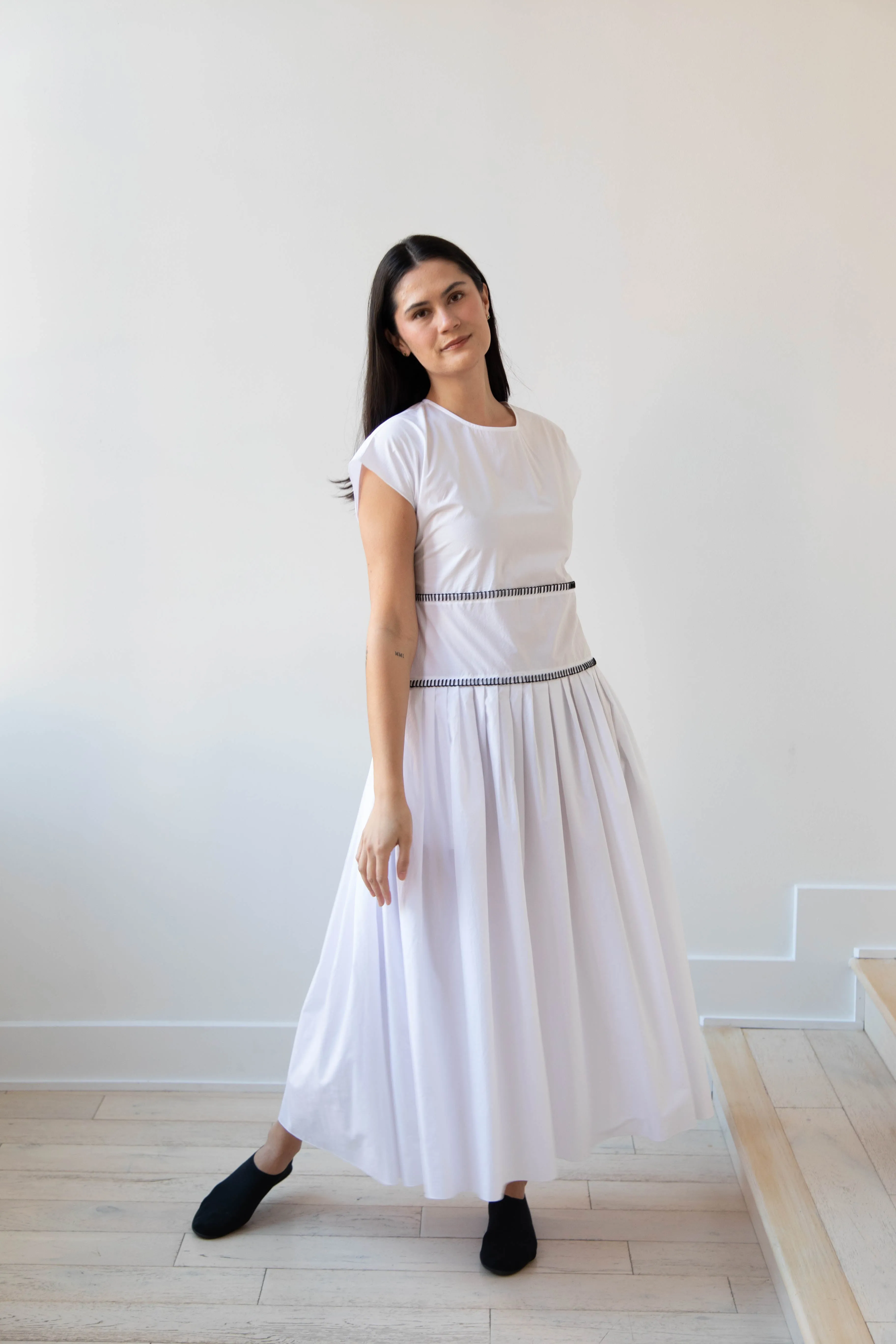 Sara Lanzi | Gathered Dress in White & Black