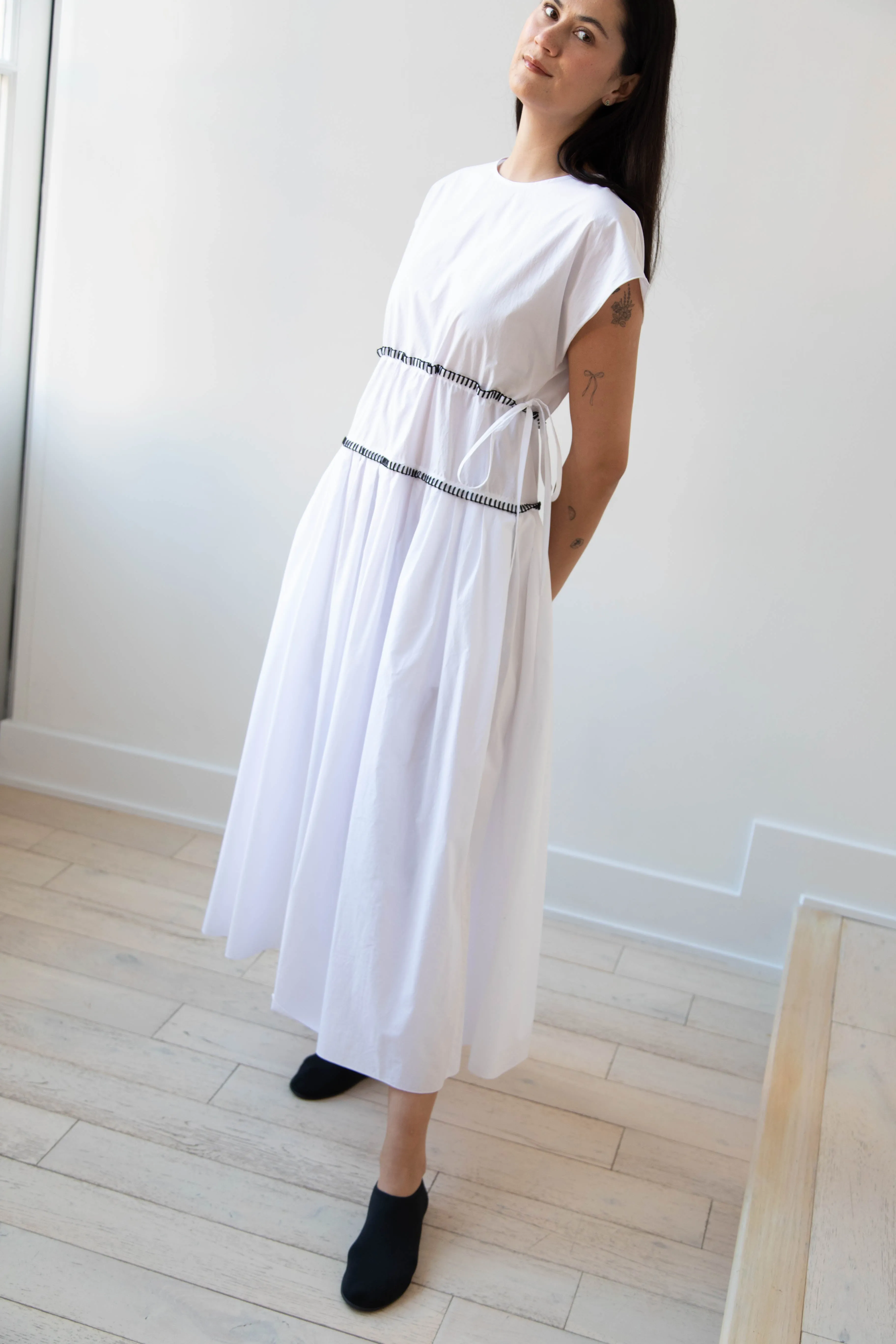 Sara Lanzi | Gathered Dress in White & Black