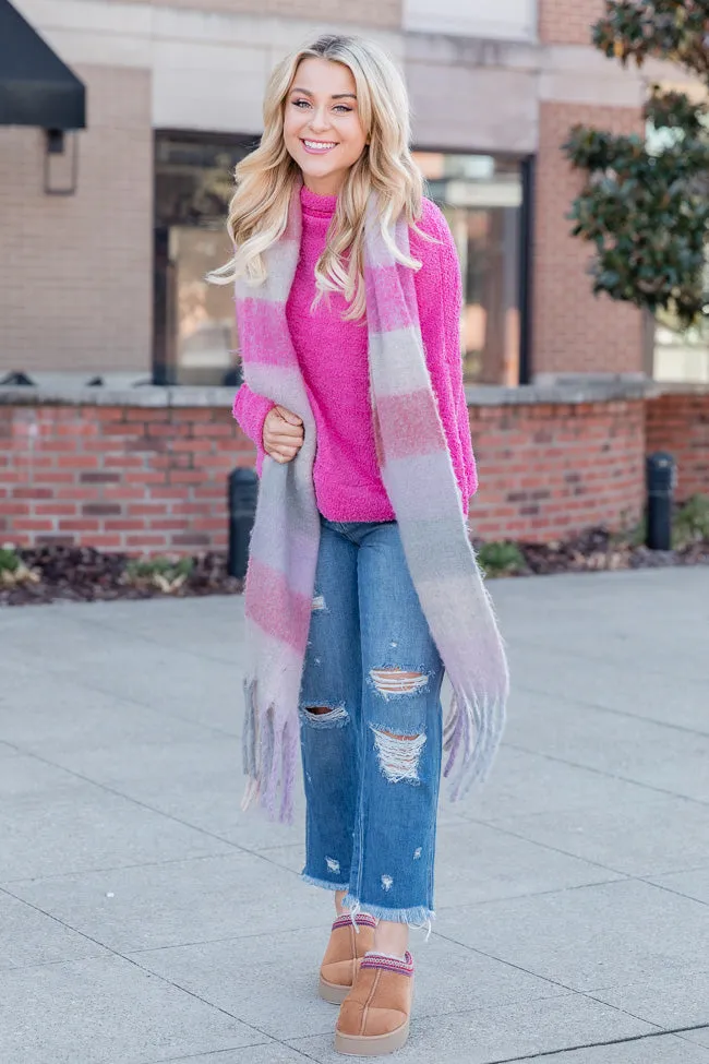 Timeless Tales Pink Fuzzy Mock Neck Sweater FINAL SALE