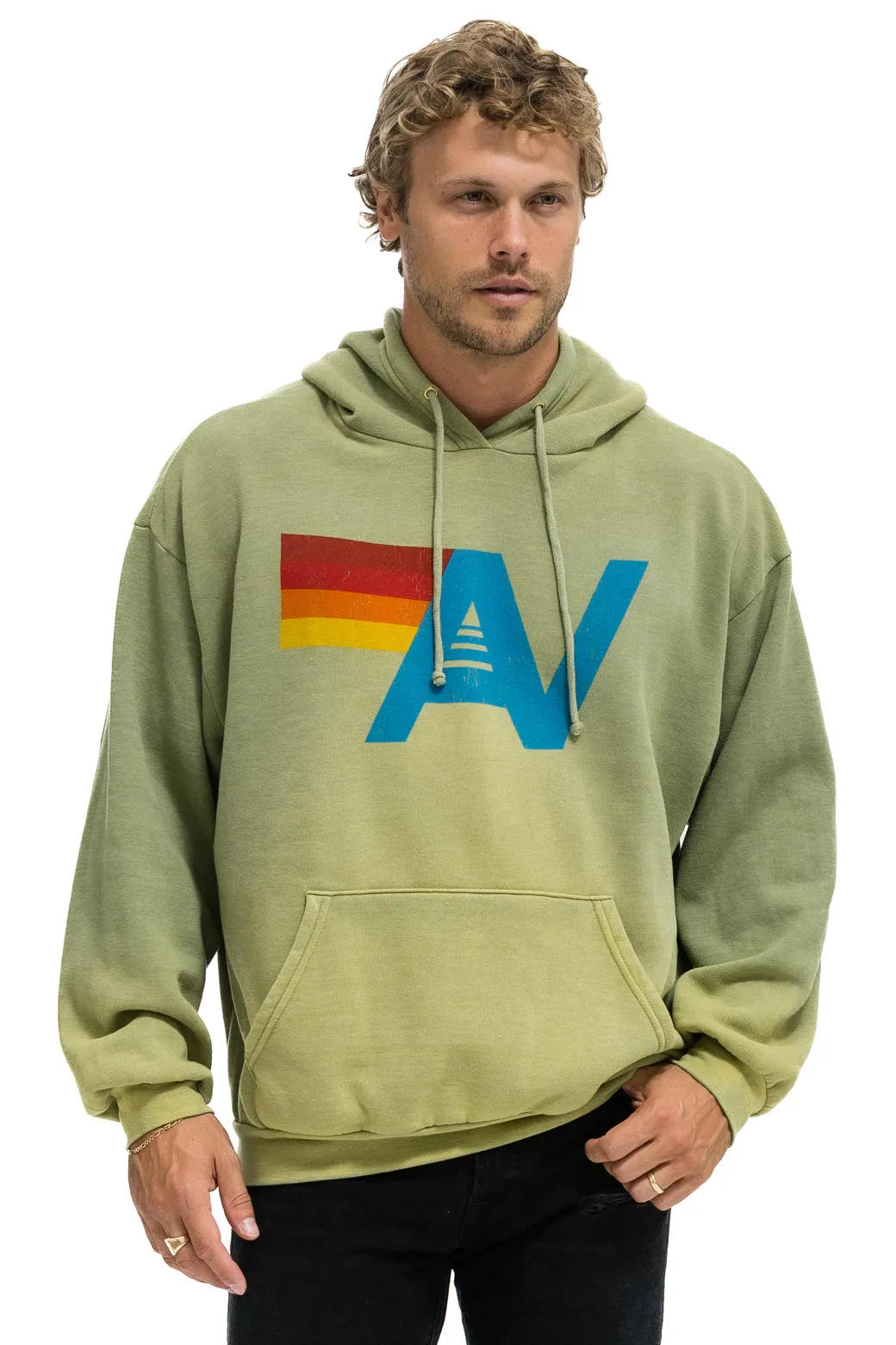 VINTAGE LOGO RELAXED PULLOVER HOODIE - FADED ARMY