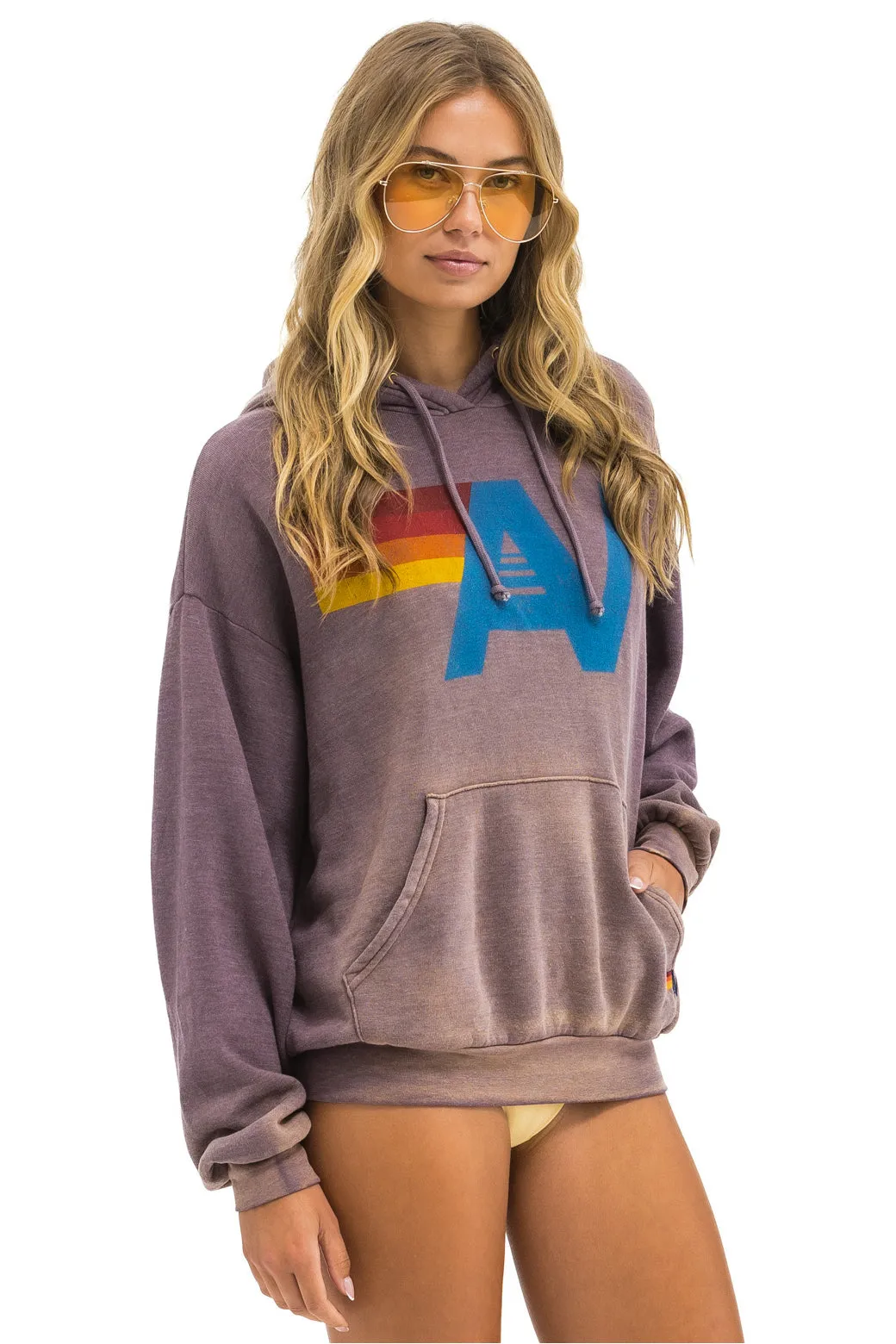 VINTAGE LOGO RELAXED PULLOVER HOODIE - FADED MOCHA