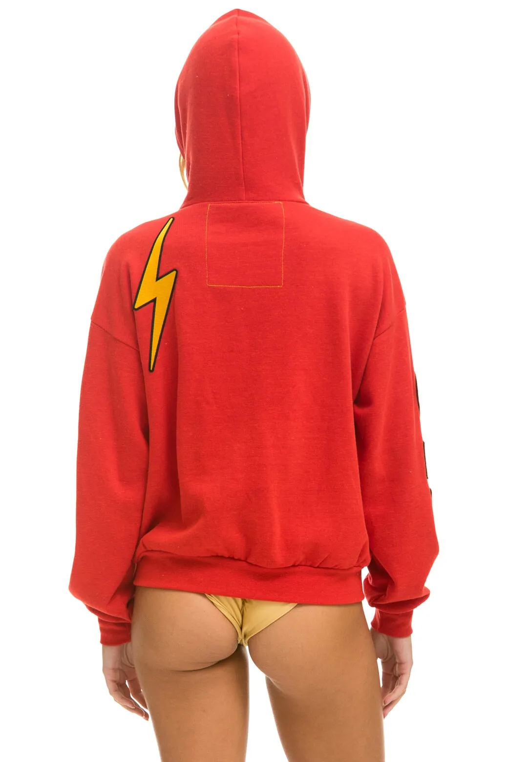 VINTAGE PATCH ZIP HOODIE RELAXED - RED