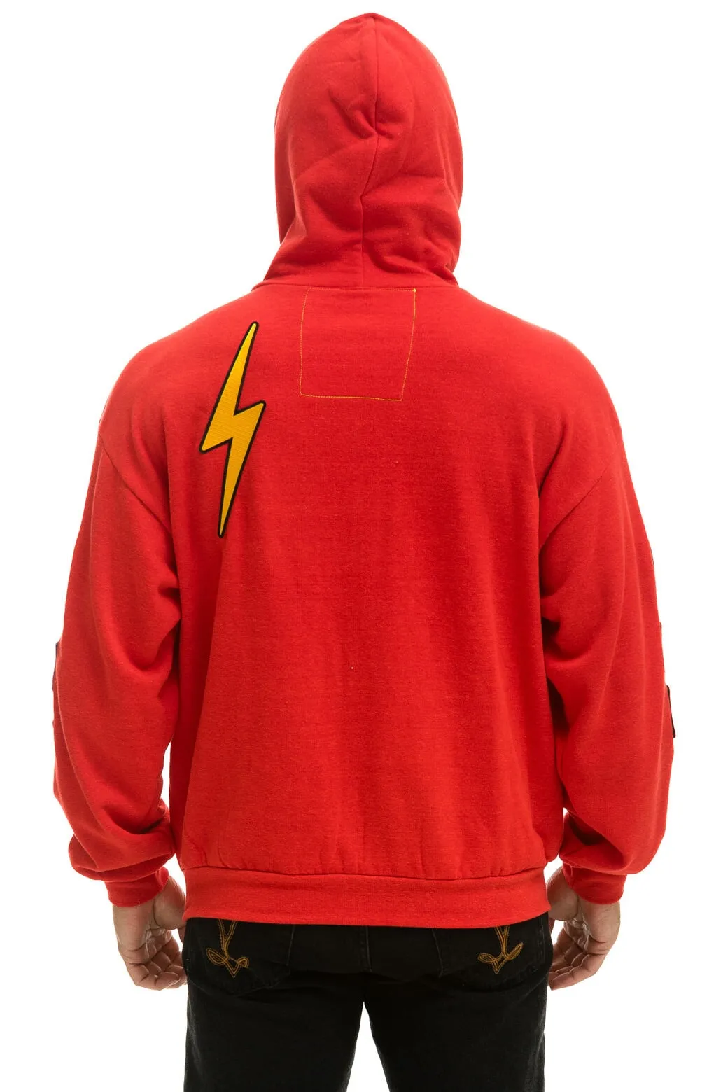 VINTAGE PATCH ZIP HOODIE RELAXED - RED