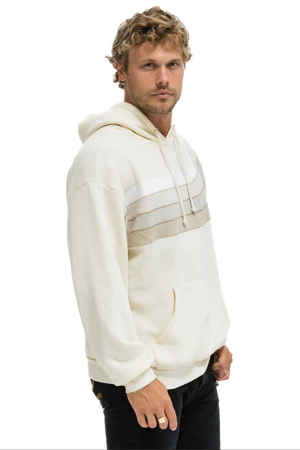 WAVE STRIPE 4 PULLOVER HOODIE RELAXED - VINTAGE WHITE // VINTAGE WHITE