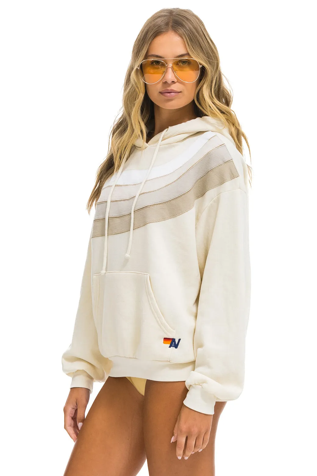 WAVE STRIPE 4 PULLOVER HOODIE RELAXED - VINTAGE WHITE // VINTAGE WHITE