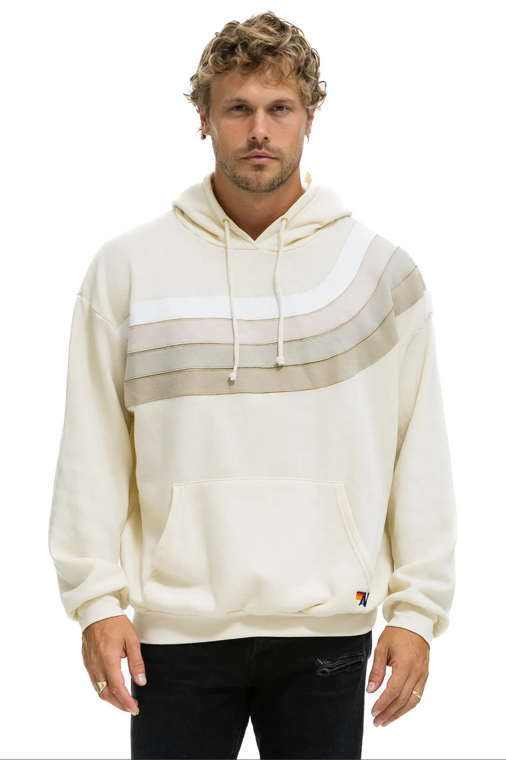 WAVE STRIPE 4 PULLOVER HOODIE RELAXED - VINTAGE WHITE // VINTAGE WHITE