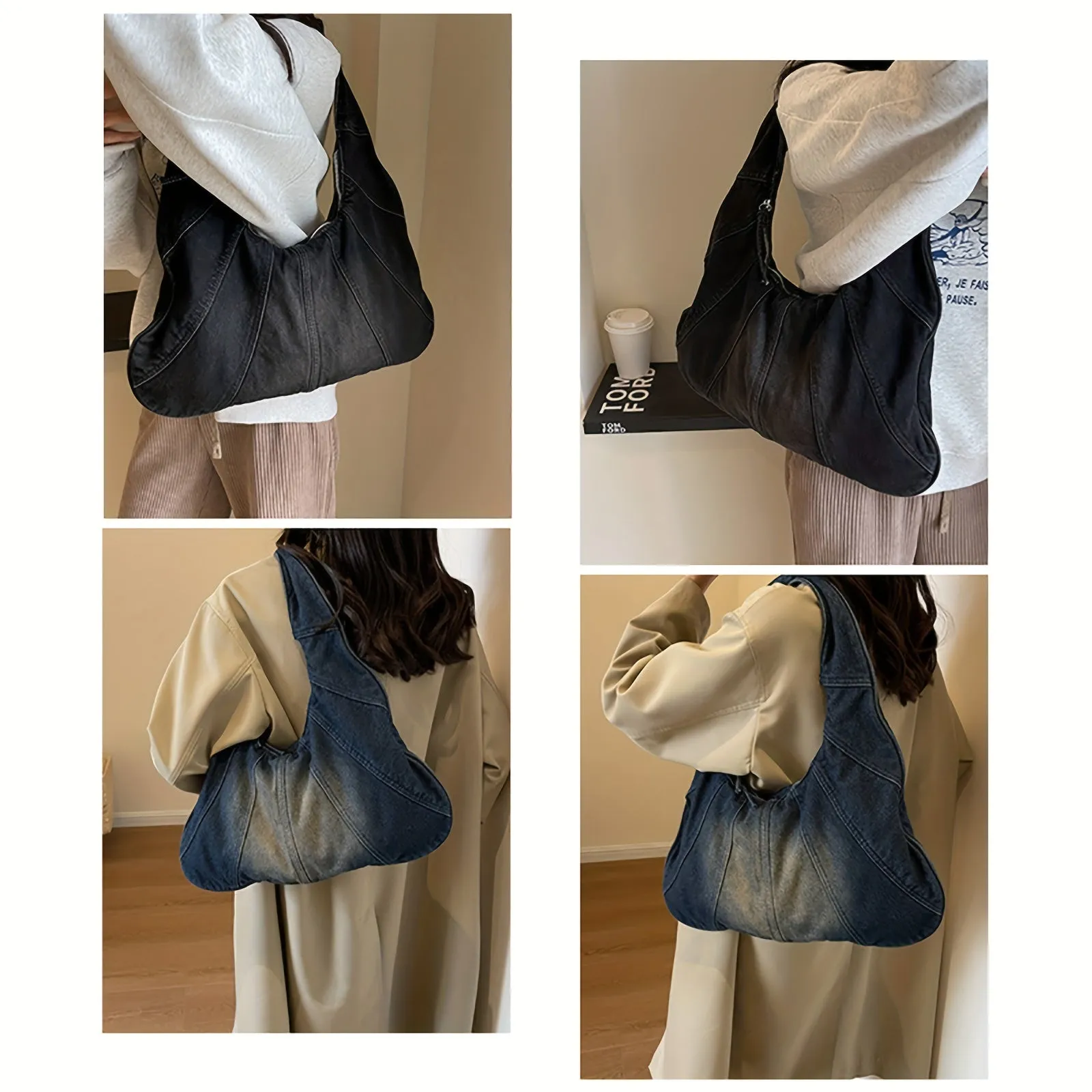 Women Casual  JeanLightweight  Shoulder Hobo Bag