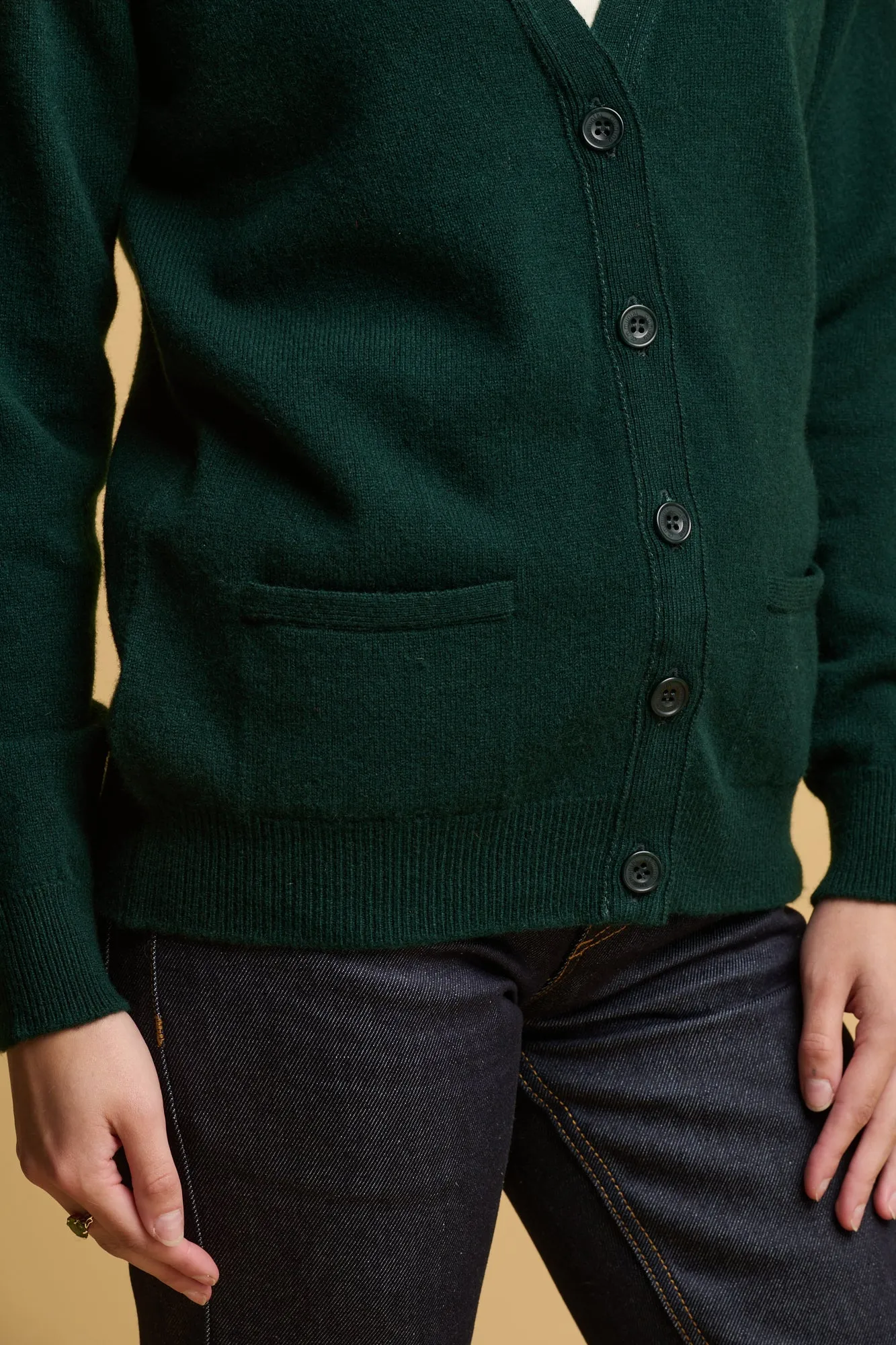 Women's Lambswool Cardigan - Bottle Green