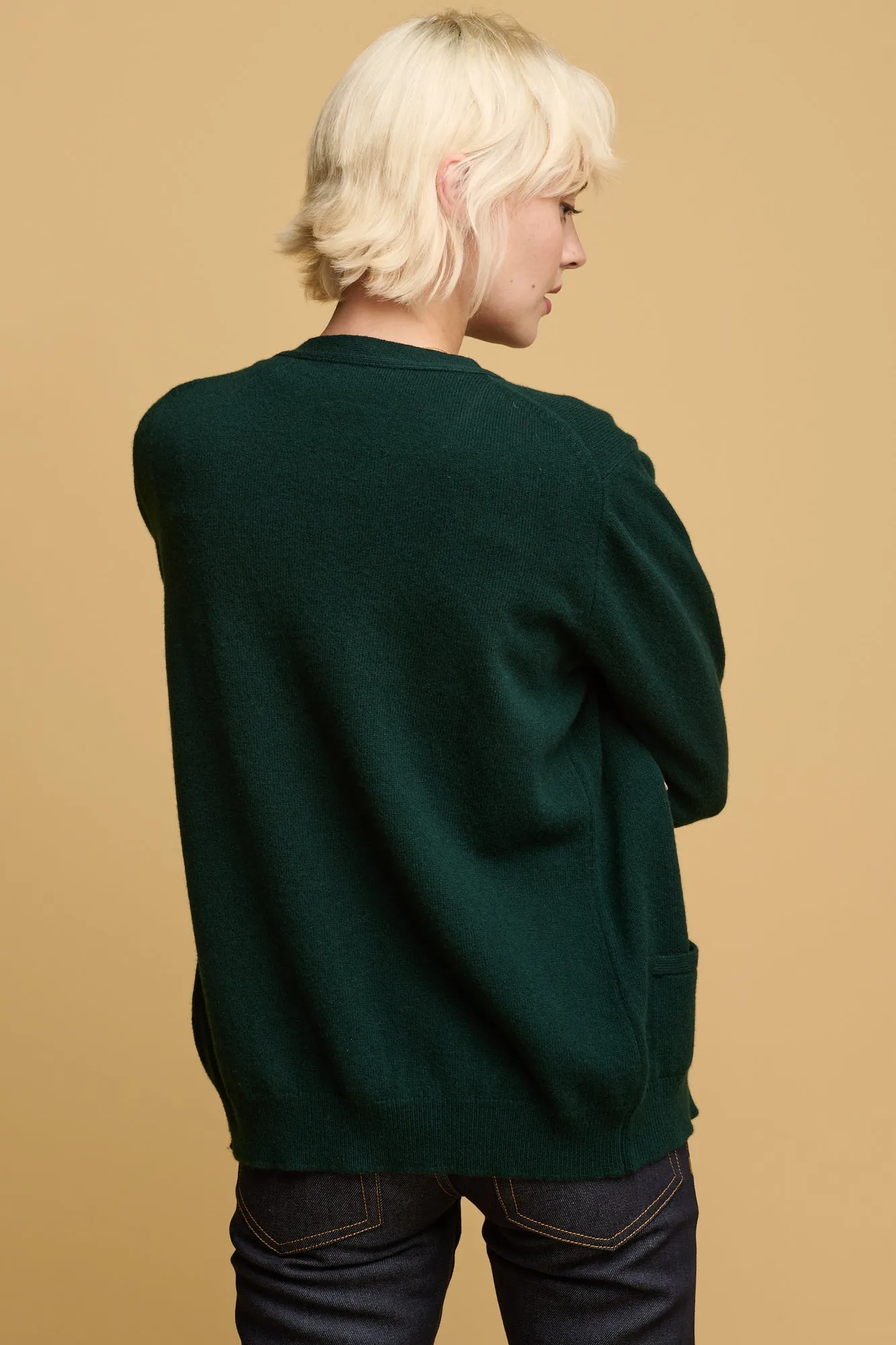 Women's Lambswool Cardigan - Bottle Green