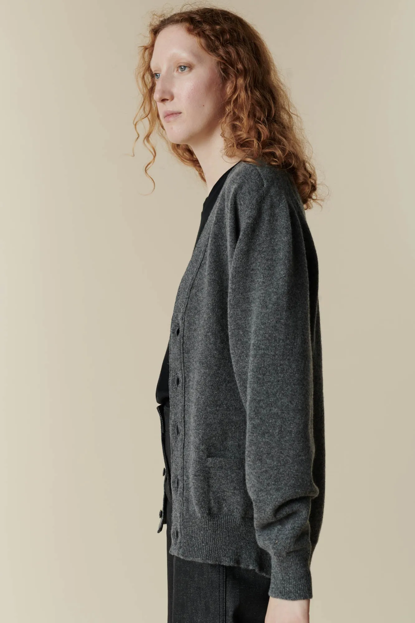 Women's Lambswool Cardigan - Charcoal