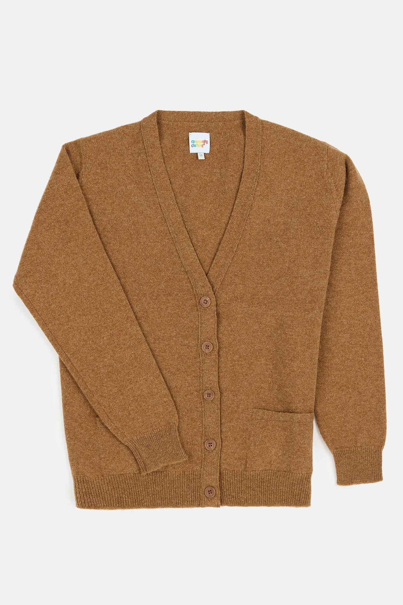 Women's Lambswool Cardigan - Dark Camel