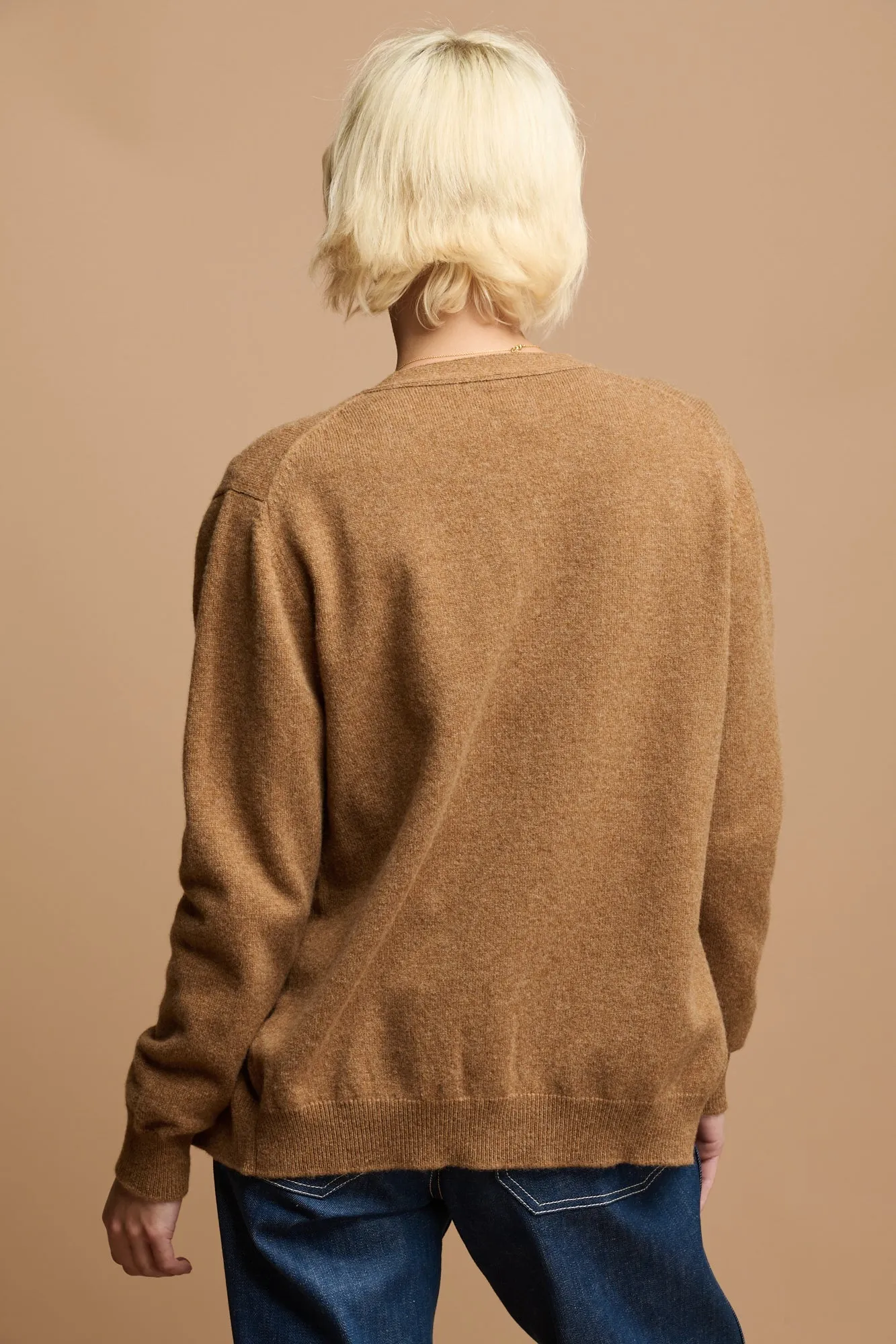 Women's Lambswool Cardigan - Dark Camel