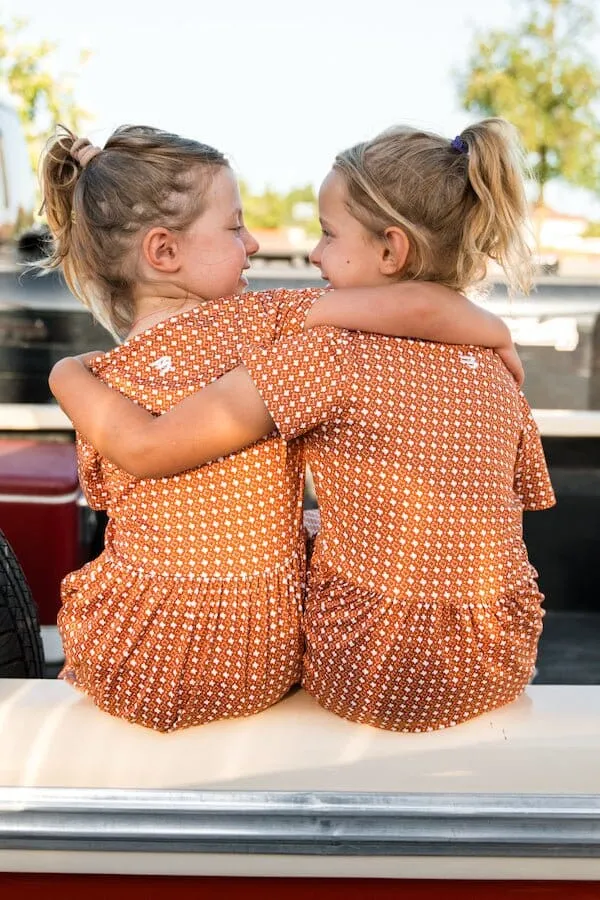 Youth Girls Dress - Texas Orange & White